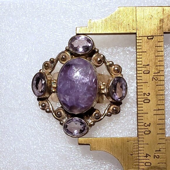Huge CHAROITE & AMETHYST Ring in Silver Purple Gemstone jewelry - Picture 13 of 16